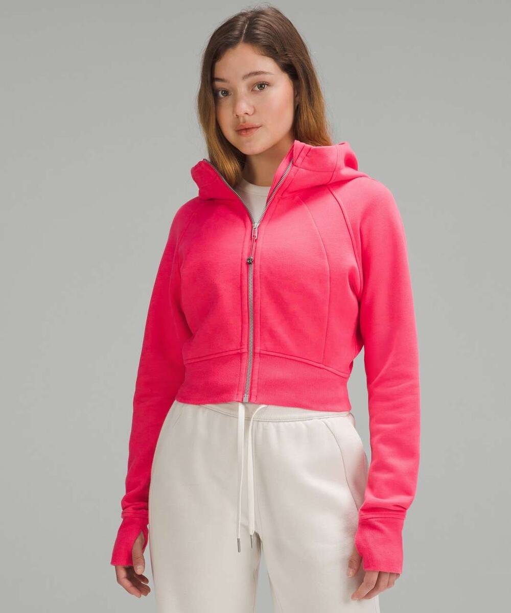 Lululemon Scuba Full Zip Cropped Hoodie in Lip Gloss Preppy Casual Loungewear